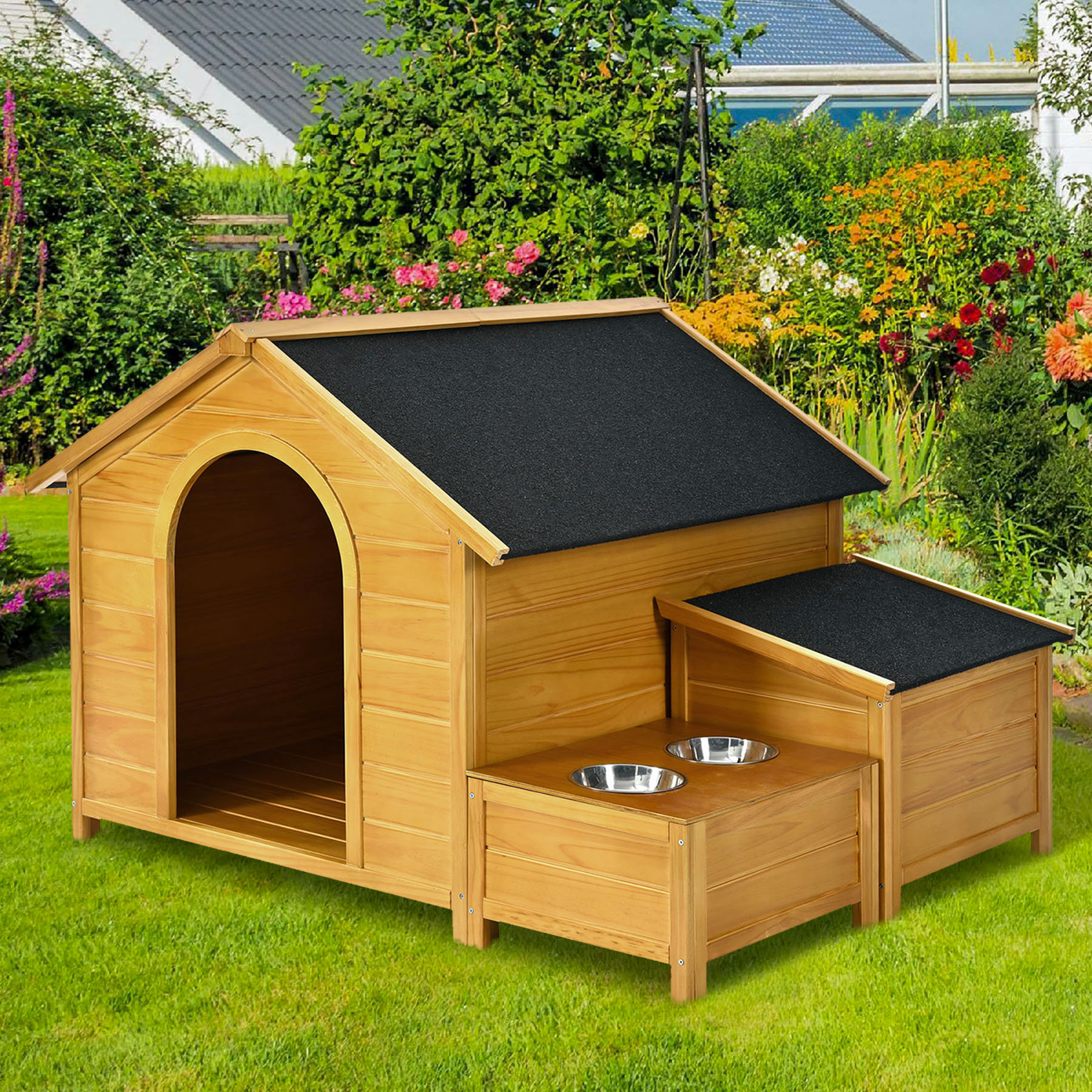 BESTCOSTY 51.18" L X 43.7" W X 37" H Large Size Wooden Cabin Style